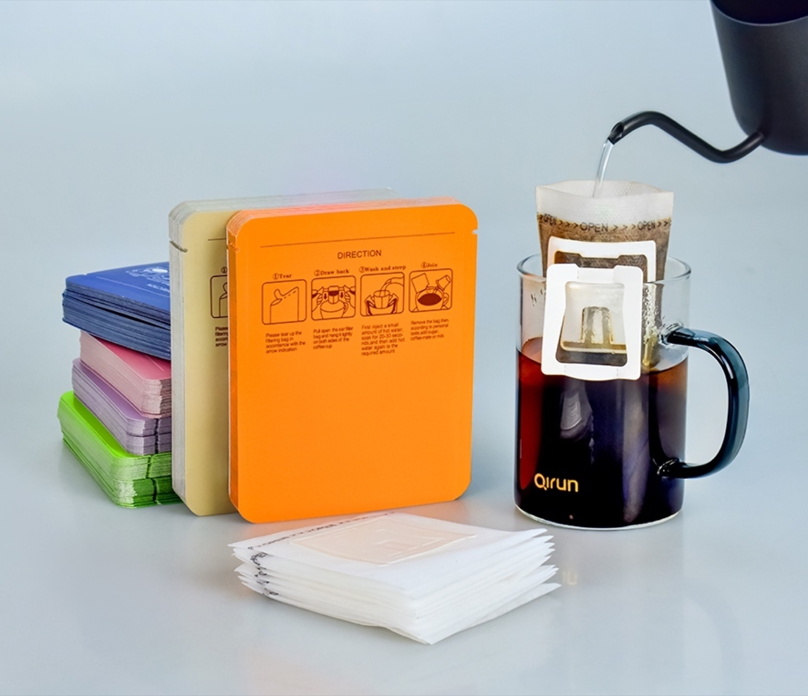 Drip coffee bag and printed outer packaging